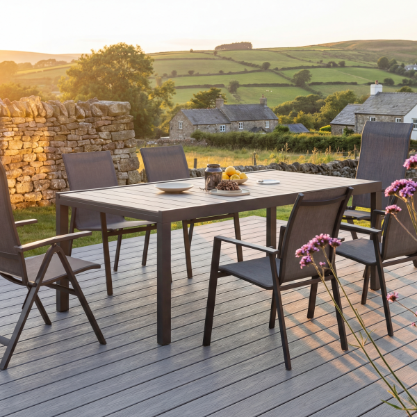 6 seat recelining dinning set textilene