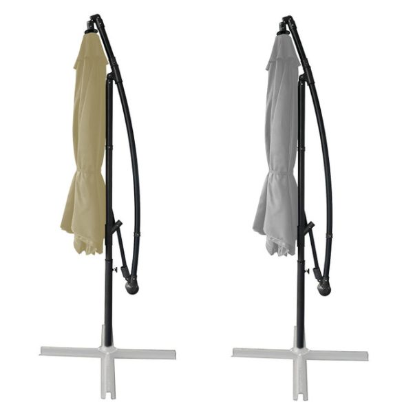 3m Garden Parasol Grey or Taupe | Large Patio Umbrella 2.8m