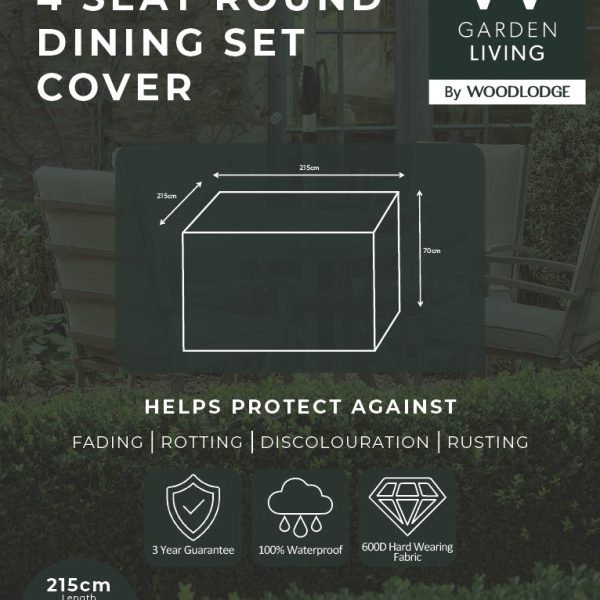 Woodlodge 4 Seat Round Dining Set Cover waterproof garden furniture cover